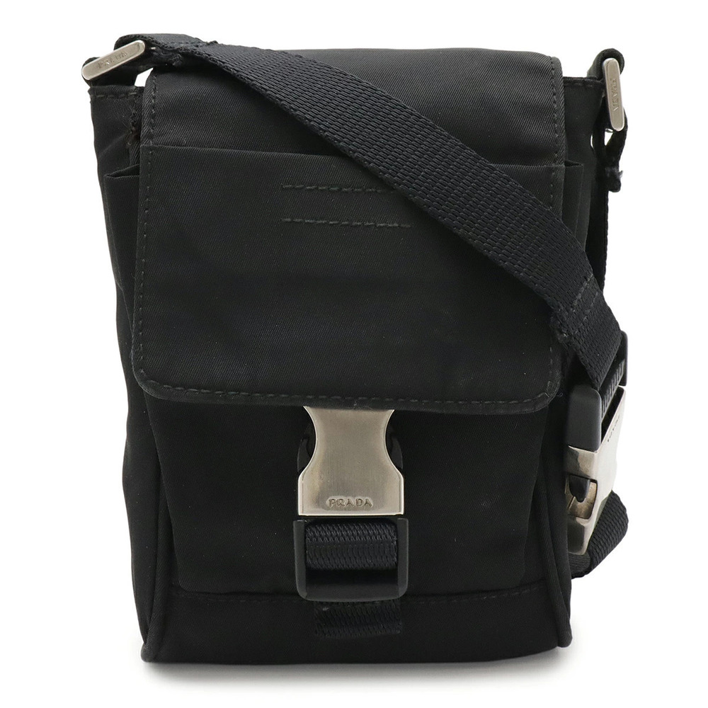 Prada Triangle Shoulder Bag Waist Body Leather NERO Black